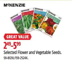 Canadian Tire Mckenzie Selected Flower and Vegetable Seeds offer