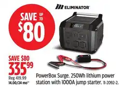 Canadian Tire ELIMINATOR PowerBox Surge 50Wh lithium power station with 1000A jump starter offer