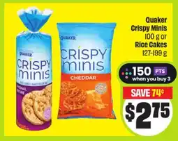 FreshCo Quaker Crispy Minis 100 g or Rice Cakes offer