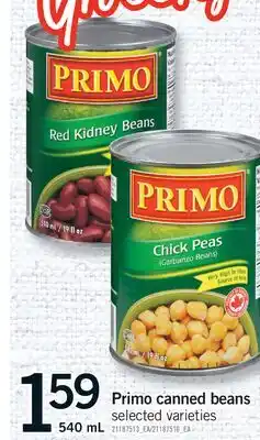 Fortinos PRIMO CANNED BEANS offer