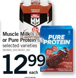 Fortinos MUSCLE MILK, 4'S OR PURE PROTEIN, 6'S offer