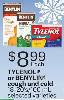 Fortinos TYLENOL OR BENYLIN COUGH AND COLD, 18-20' s/100 mL offer