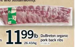 Fortinos DUBRETON ORGANIC PORK BACK RIBS offer