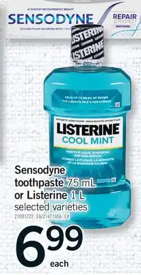 Fortinos SENSODYNE TOOTHPASTE, 75 ML OR LISTERINE, 1 L offer