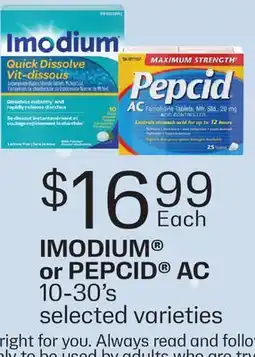 Fortinos IMODIUM OR PEPCID AC, 10-30's offer