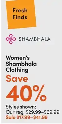Mark's Women's Shambhala Clothing offer