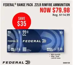 Cabela's FEDERAL RANGE PACK .22LR RIMFIRE AMMUNITION offer