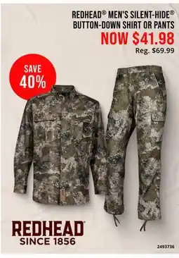 Cabela's REDHEAD MEN'S SILENT-HIDE BUTTON-DOWN SHIRT OR PANTS offer