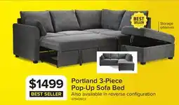 Leon's Portland 3-Piece Sectional with Left-Facing Pop-Up Bed - Grey offer