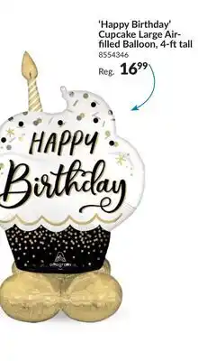 Party City ' Happy Birthday' Cupcake Large Air-filled Balloon, 4-ft tall offer