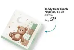 Party City Teddy Bear Paper Disposable Lunch Napkins, 16-ct for Baby Shower offer