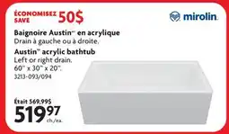 Home Hardware Austin acrylic bathtub offer