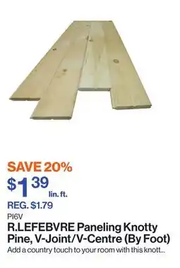 Patrick Morin Paneling Knotty Pine, V-Joint/V-Centre (By Foot) offer