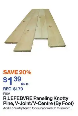 Patrick Morin Paneling Knotty Pine, V-Joint/V-Centre (By Foot) offer