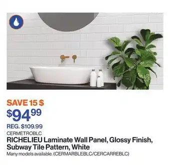 Patrick Morin Laminate Wall Panel, Glossy Finish, Subway Tile Pattern, White offer
