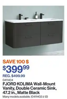 Patrick Morin KOLIMA Wall-Mount Vanity, Double Ceramic Sink, 47.2 in., Matte Black offer