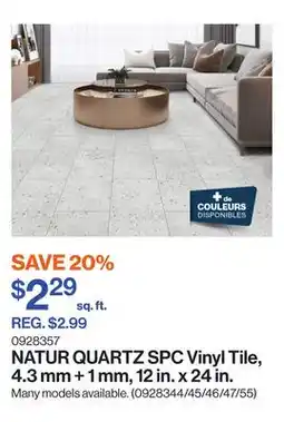 Patrick Morin NATUR QUARTZ SPC Vinyl Tile, 4.3 mm + 1 mm, 12 in. x 24 in offer
