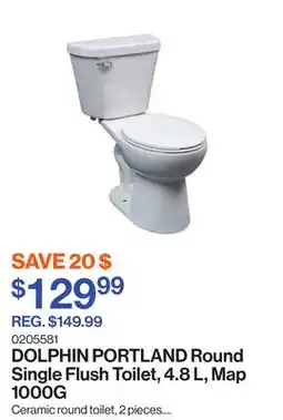 Patrick Morin PORTLAND Round Single Flush Toilet, 4.8 L, Map 1000G offer