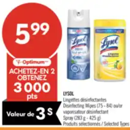 Pharmaprix LYSOL Disinfecting Wipes (75 - 84) or pray (283 g - 425 g) offer
