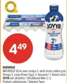 Pharmaprix BURNBRAE NATUREGG Omega 3, Large Brown Eggs (1 Dozen) or JOYYA Ultrafiltered Milk (1 L) offer