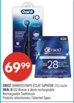 Pharmaprix CREST 3DWHITESTRIPS (21) or ORAL-B iO2 Rechargeable Toothbrush offer