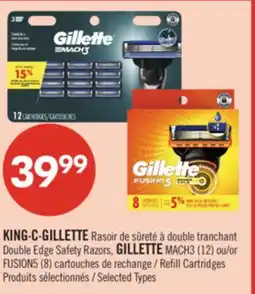 Pharmaprix KING·C·GILLETTE Double Edge Safety Razors, GILLETTE MACH3 (12) or FUSION5 (8) Refill Cartridges offer
