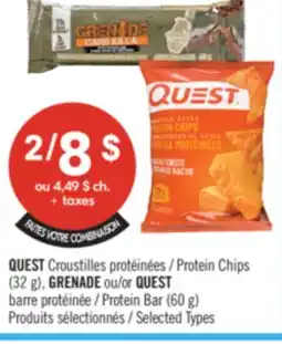 Pharmaprix QUEST Protein Chips (32 g), GRENADE or QUEST Protein Bar (60 g) offer