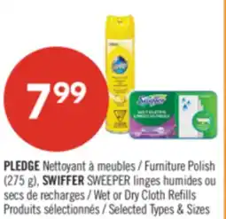 Pharmaprix PLEDGE Furniture Polish 275 g SWIFFER SWEEPER Wet or Dry Cloth Refills offer