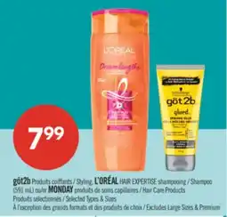 Pharmaprix got2b Styling, L'ORÉAL HAIR EXPERTISE Shampoo (591 mL) or MONDAY Hair Care Products offer