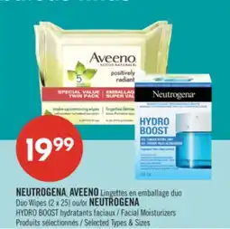 Pharmaprix NEUTROGENA, AVEENO Duo Wipes (2 x 25) or NEUTROGENA HYDRO BOOST Facial Moisturizers offer