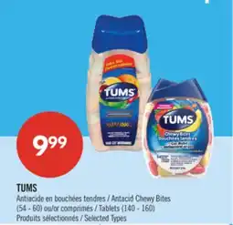 Pharmaprix TUMS Antacid Chewy Bites (54 - 60) or Tablets (140 - 160) offer