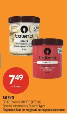 Pharmaprix TALENTI GELATO or SORBETTO offer