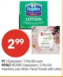 Pharmaprix PC 3-Ply (60) or ROYALE VELOUR 3-Ply (54) Facial Tissues with Lotion offer