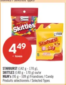 Pharmaprix STARBURST (142 g - 170 g), SKITTLES (140 g - 170 g) or M&M's (95 g - 109 g) Candy offer