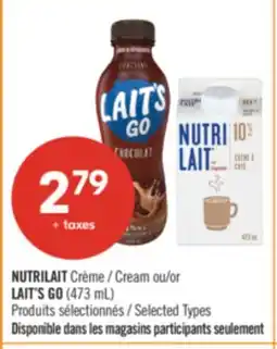 Pharmaprix NUTRILAIT Cream or LAIT'S GO offer
