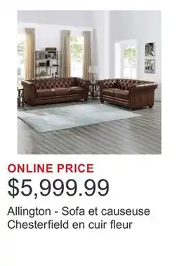 Costco Allington - Sofa et causeuse Chesterfield en cuir fleur offer