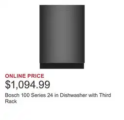 Costco Bosch 100 Series 24 in Dishwasher with Third Rack offer