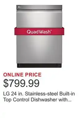 Costco LG 24 in. Stainless-steel Built-in Top Control Dishwasher with Adjustable Third-level Rack offer