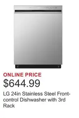 Costco LG 24in Stainless Steel Front-control Dishwasher with 3rd Rack offer
