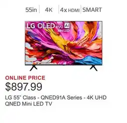 Costco LG 55 Class - QNED91A Series - 4K UHD QNED Mini LED TV offer