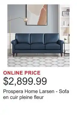 Costco Prospera Home Larsen - Sofa en cuir pleine fleur offer