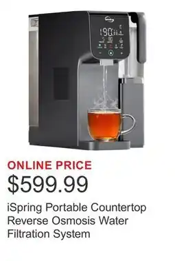 Costco iSpring Portable Countertop Reverse Osmosis Water Filtration System offer