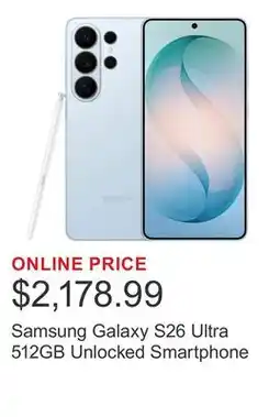 Costco Samsung Galaxy S26 Ultra 512GB Unlocked Smartphone offer