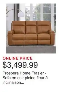 Costco Prospera Home Frasier - Sofa en cuir pleine fleur à inclinaison électrique offer