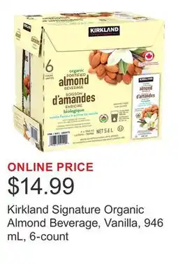 Costco Kirkland Signature Organic Almond Beverage, Vanilla, 946 mL, 6-count offer