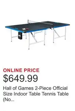 Costco Hall of Games 2-Piece Official Size Indoor Table Tennis Table (No Assembly Required) offer