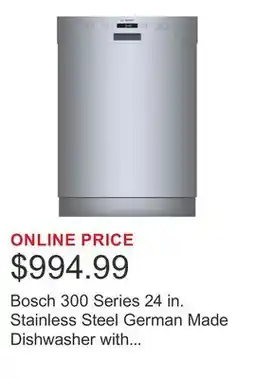 Costco Bosch 300 Series 24 in. Stainless Steel German Made Dishwasher with Third Rack offer