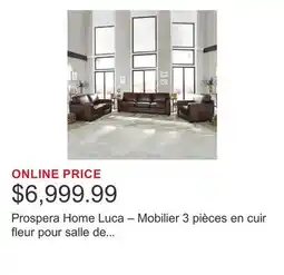 Costco Prospera Home Luca – Mobilier 3 pièces en cuir fleur pour salle de séjour offer