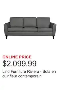 Costco Lind Furniture Riviera - Sofa en cuir fleur contemporain offer