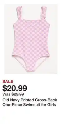 Old Navy Old Navy Printed Cross-Back One-Piece Swimsuit for Girls offer